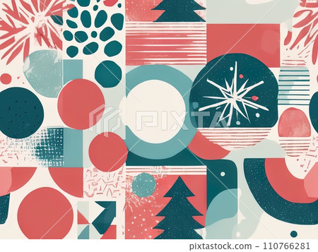 Risograph effect geometric Abstract shapes and Vector Christmas Boho elements with riso print texture Risograph effect geometric Abstract shapes and Vector Christmas Boho elements with riso print texture 110766281