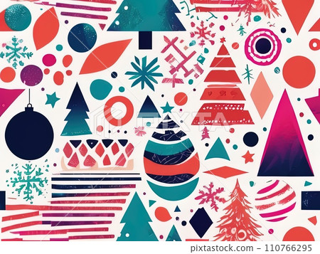Risograph effect geometric Abstract shapes and Vector Christmas Boho elements with riso print texture Risograph effect geometric Abstract shapes and Vector Christmas Boho elements with riso print texture 110766295