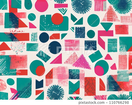Risograph effect geometric Abstract shapes and Vector Christmas Boho elements with riso print texture Risograph effect geometric Abstract shapes and Vector Christmas Boho elements with riso print texture 110766298