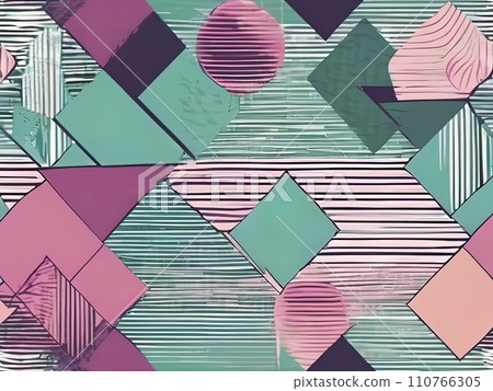 Risograph effect geometric Abstract shapes and Vector Christmas Boho elements with riso print texture  110766305