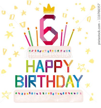 生日快樂6歲蛋糕 110766357