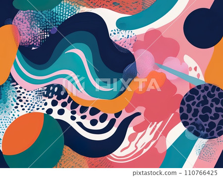 abstract shapes and textured risographe effect with Fluid organic shapes layered with multiple colors abstract shapes and textured risographe effect with Fluid organic shapes layered with multiple colors 110766425