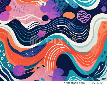 abstract shapes and textured risographe effect with Fluid organic shapes layered with multiple colors abstract shapes and textured risographe effect with Fluid organic shapes layered with multiple colors 110766426