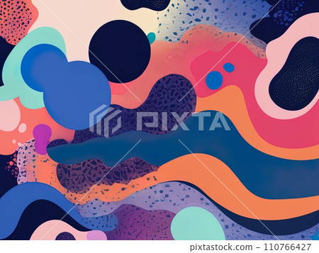 abstract shapes and textured risographe effect with Fluid organic shapes layered with multiple colors abstract shapes and textured risographe effect with Fluid organic shapes layered with multiple colors 110766427