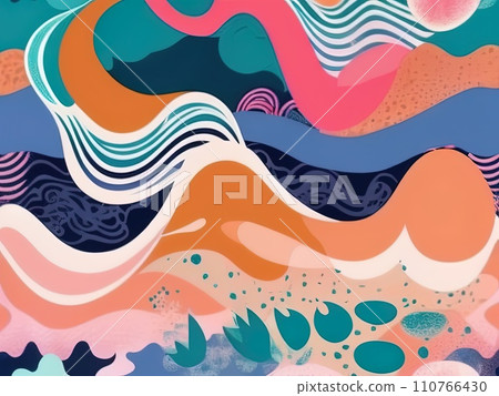 abstract shapes and textured risographe effect with Fluid organic shapes layered with multiple colors abstract shapes and textured risographe effect with Fluid organic shapes layered with multiple colors 110766430