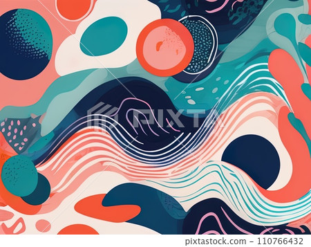 abstract shapes and textured risographe effect with Fluid organic shapes layered with multiple colors abstract shapes and textured risographe effect with Fluid organic shapes layered with multiple colors 110766432