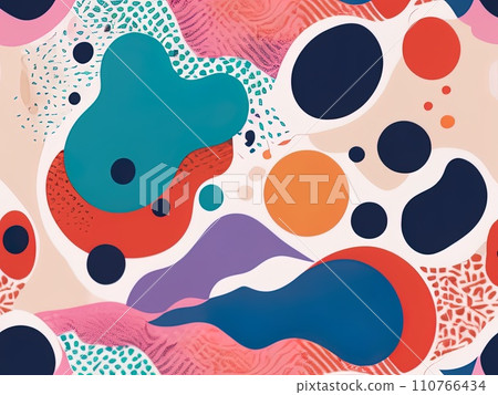 abstract shapes and textured risographe effect with Fluid organic shapes layered with multiple colors abstract shapes and textured risographe effect with Fluid organic shapes layered with multiple colors 110766434