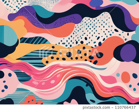 abstract shapes and textured risographe effect with Fluid organic shapes layered with multiple colors abstract shapes and textured risographe effect with Fluid organic shapes layered with multiple colors 110766437