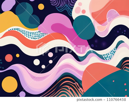 abstract shapes and textured risographe effect with Fluid organic shapes layered with multiple colors abstract shapes and textured risographe effect with Fluid organic shapes layered with multiple colors 110766438