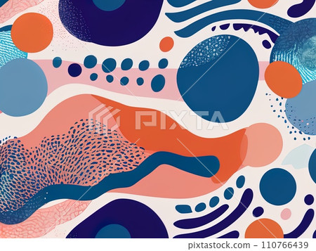 abstract shapes and textured risographe effect with Fluid organic shapes layered with multiple colors abstract shapes and textured risographe effect with Fluid organic shapes layered with multiple colors 110766439