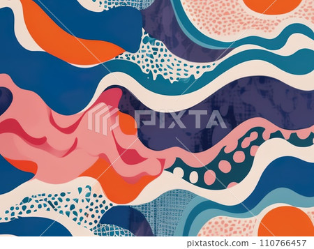 abstract shapes and textured risographe effect with Fluid organic shapes layered with multiple colors abstract shapes and textured risographe effect with Fluid organic shapes layered with multiple colors 110766457