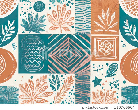 Thanksgiving Day Boho elements with riso print texture  110766604