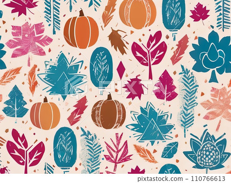 Thanksgiving Day Boho elements with riso print texture Thanksgiving Day Boho elements with riso print texture 110766613