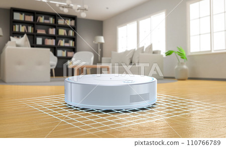 Robotic cleaner or sweeper display sensor on  working area 110766789
