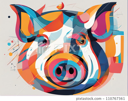 abstract painting of a pig abstract painting of a pig 110767361