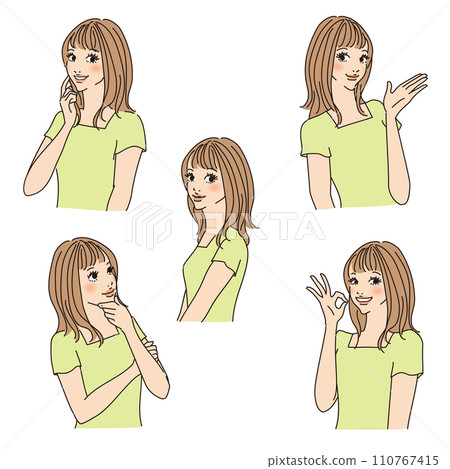 Cute female upper body with semi-long hair 110767415