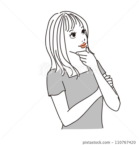 半長髮可愛女上半身 半長髮可愛女上半身 110767420