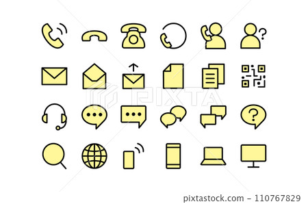 聯絡我們黑線圖/黃色圖示集 110767829