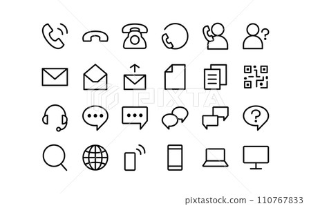 Inquiry black line drawing/white icon set Inquiry black line drawing/white icon set 110767833