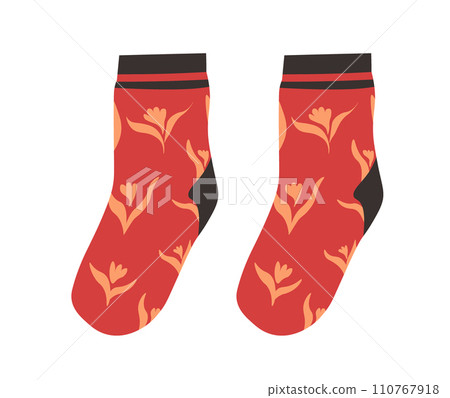 Fashionable socks with flower ornaments vector 110767918