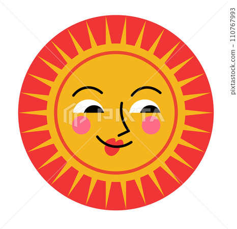 Sun personage with smile, sticker or emoticon 110767993