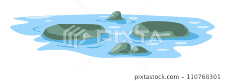 Rocks and stones in landscape pond, lake in nature 110768301