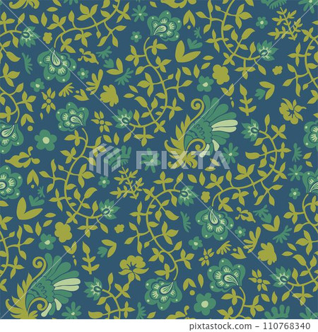 Leaves and flowers seamless pattern print design 110768340