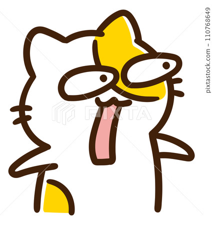 Deformed illustration of a cute cat character whose eyeballs are so surprised that they pop out Deformed illustration of a cute cat character whose eyeballs are so surprised that they pop out 110768649