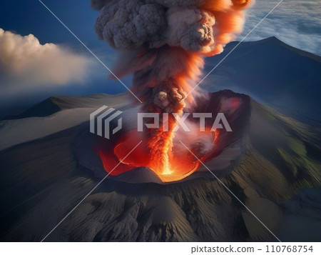 Huge volcanic eruption, volcanic lava flow, Iceland 110768754