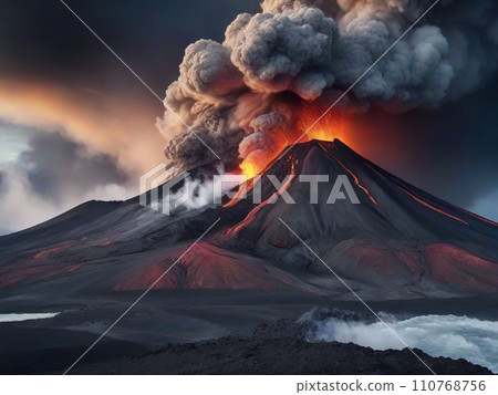 巨大的火山爆發,火山熔岩流,冰島 巨大的火山爆發,火山熔岩流,冰島 110768756