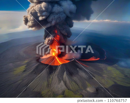 巨大的火山爆發,火山熔岩流,冰島 巨大的火山爆發,火山熔岩流,冰島 110768757