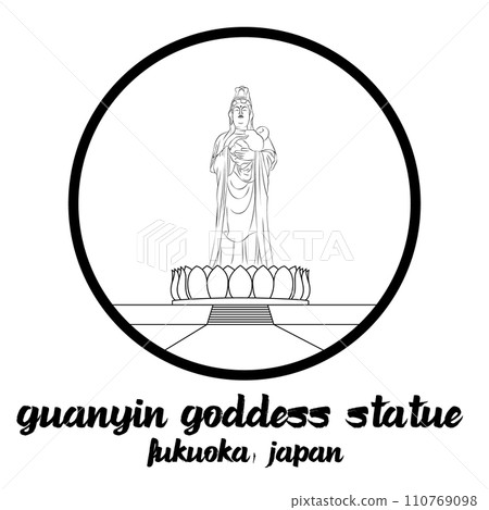 Circle icon line Guanyin Goddess Statue. vector illustration Circle icon line Guanyin Goddess Statue. vector illustration 110769098