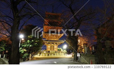 池上本門寺(東京大田區)的五層寶塔被照亮 池上本門寺(東京大田區)的五層寶塔被照亮 110769122