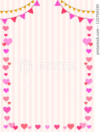 Heart and garland decorative frame background striped vertical 110769190