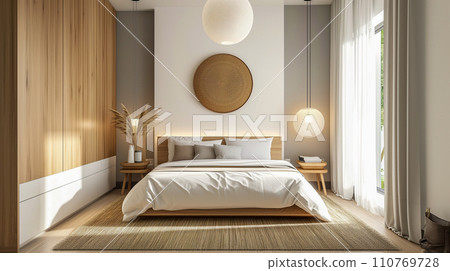 現代時尚的用餐空間配有設計師家具和室內綠化。輕鬆的氛圍。 110769728