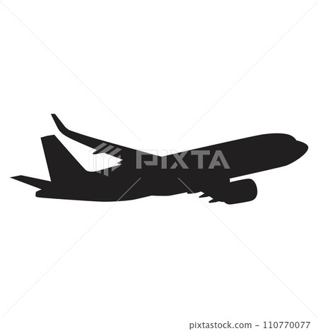 Black silhouette of an airplane Black silhouette of an airplane 110770077