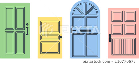 一排色彩繽紛的門 110770675