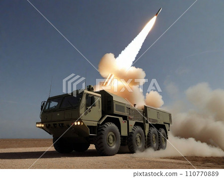 Mobile interceptor missile launch Patriot 110770889