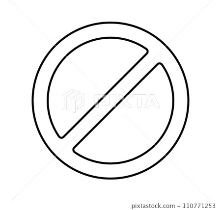 Prohibited circle sign. Prohibition icon. Ban icon. Circle with cross line symbol. Caution frame symbol. Forbidden stop sign. Vector illustration isolated on white background 110771253