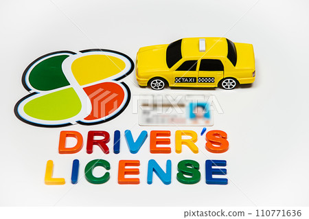 Elderly mark, taxi model and driver's license 110771636