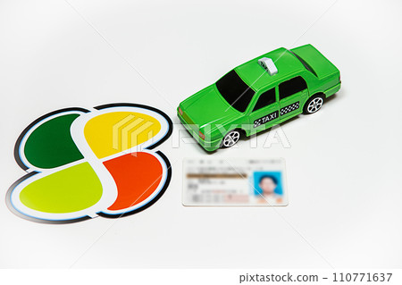 Elderly mark, taxi model and driver's license Elderly mark, taxi model and driver's license 110771637