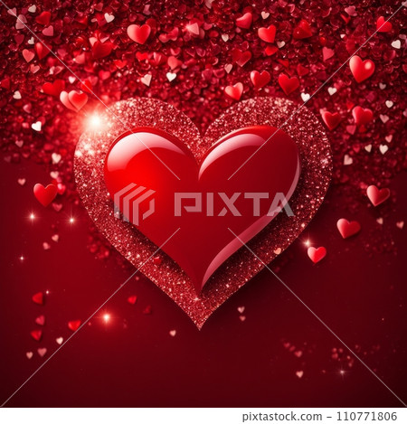 Red Hearts On Shiny Glitter Background 110771806