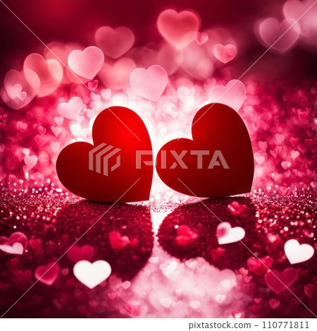 Red Hearts On Shiny Glitter Background 110771811