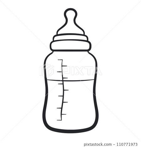 baby bottle black contour isolated baby bottle black contour isolated 110771973
