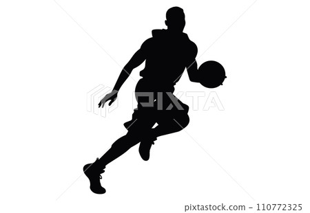 Vector set of Basketball players silhouettes, Man basketball player silhouette vector Vector set of Basketball players silhouettes, Man basketball player silhouette vector 110772325