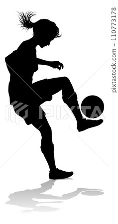 Female Soccer Football Player Woman Silhouette Female Soccer Football Player Woman Silhouette 110773178