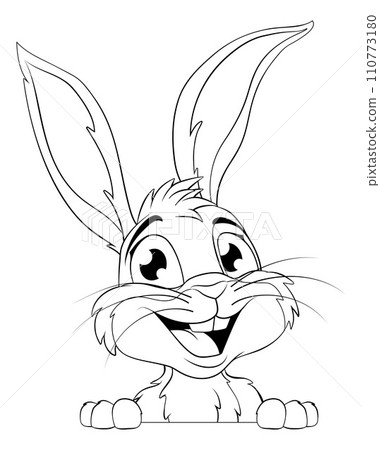 Easter Bunny Rabbit Peeking Around Sign Cartoon Easter Bunny Rabbit Peeking Around Sign Cartoon 110773180