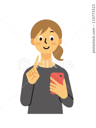 Housewife, female, middle-aged, smartphone operation, long hair Housewife, female, middle-aged, smartphone operation, long hair 110773523