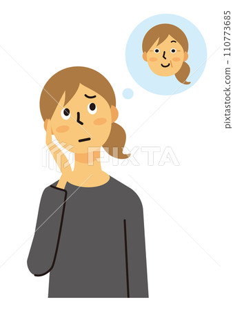 家庭主婦，女性，中年，憂慮，衰老，長髮 110773685