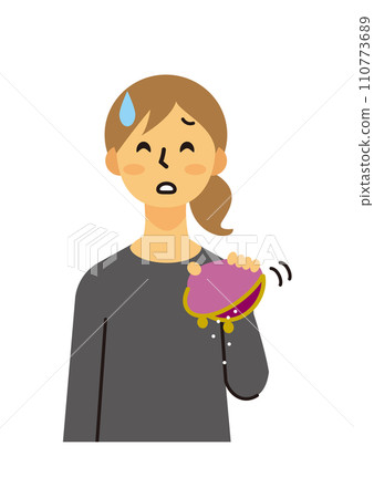 家庭主婦，女性，中年，煩惱，紅色，長髮 110773689